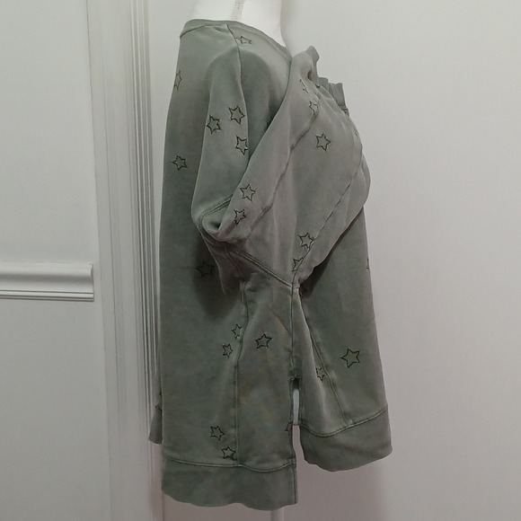 Z Supply Womens Modern Weekender Star Green Long Sleeve Split Hem Oversize Sz Lg - Picture 4 of 7